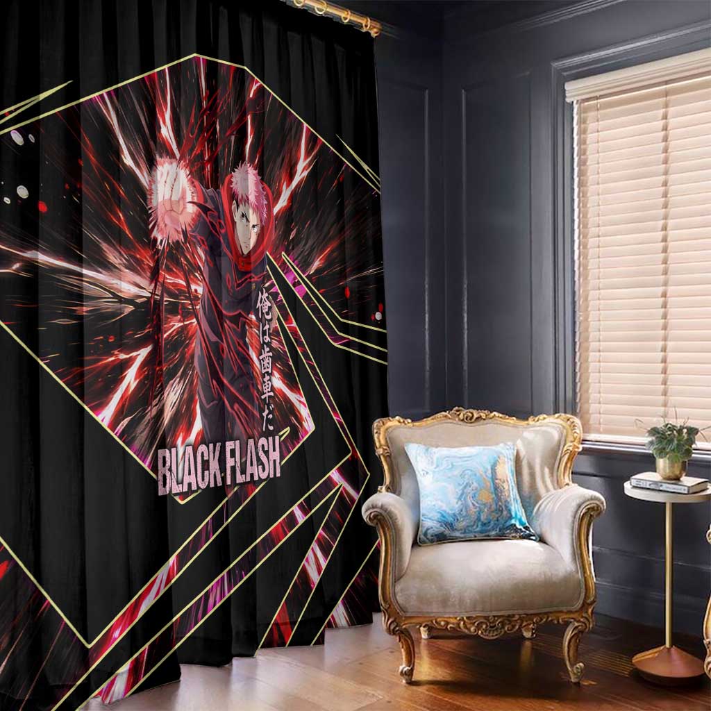 Yuji Itadori Black Flash Window Curtain Dynamic Cursed Energy Burst Style