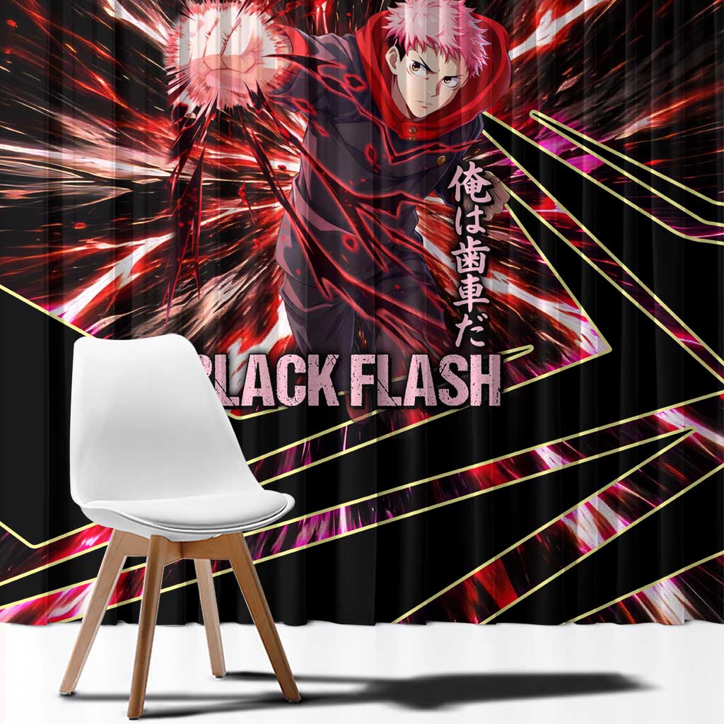 Yuji Itadori Black Flash Window Curtain Dynamic Cursed Energy Burst Style