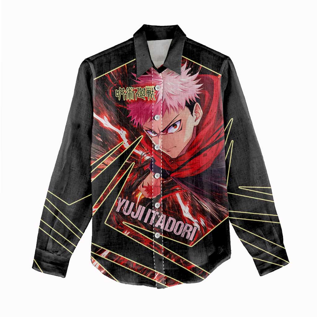 Yuji Itadori Black Flash Women Casual Shirt Dynamic Cursed Energy Burst Style