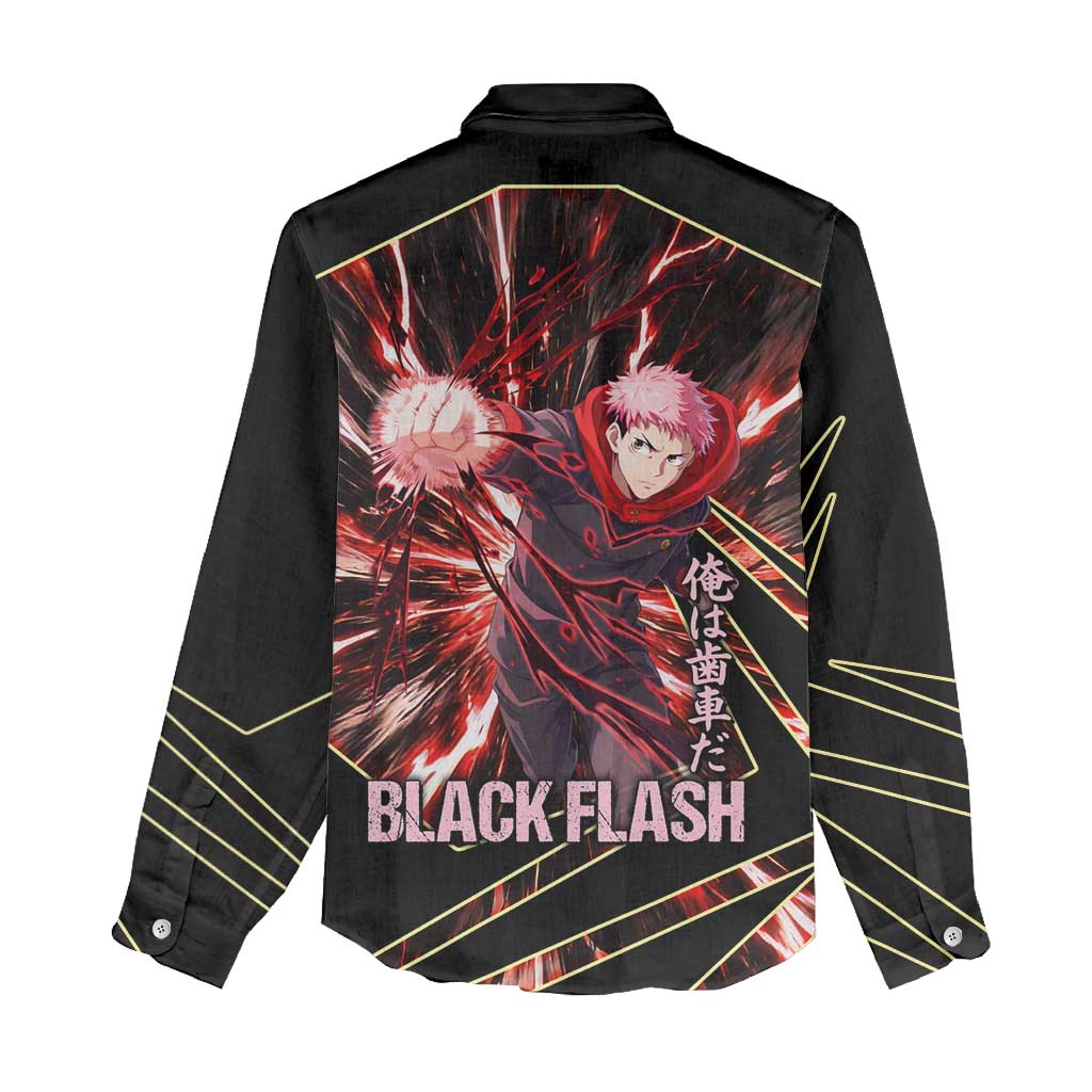 Yuji Itadori Black Flash Women Casual Shirt Dynamic Cursed Energy Burst Style