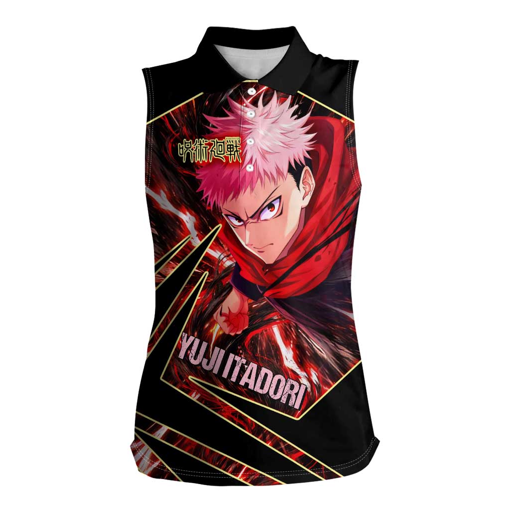 Yuji Itadori Black Flash Women Sleeveless Polo Shirt Dynamic Cursed Energy Burst Style
