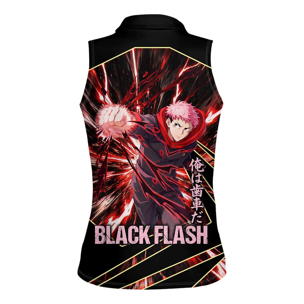 Yuji Itadori Black Flash Women Sleeveless Polo Shirt Dynamic Cursed Energy Burst Style
