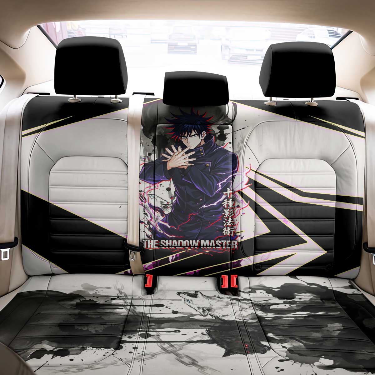 Megumi Fushiguro Shadow Master Back Car Seat Cover Ink-Stained Cursed Technique Style