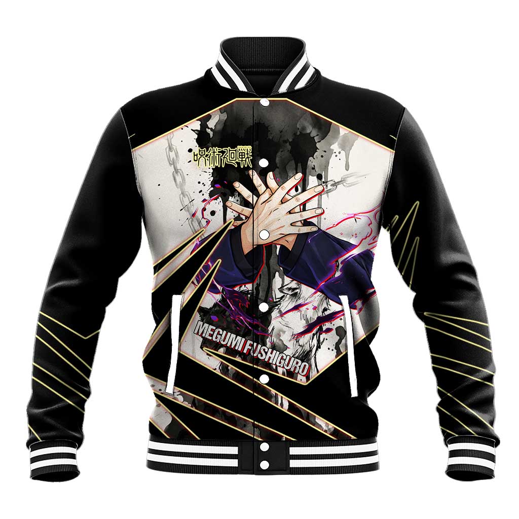 Megumi Fushiguro Shadow Master Baseball Jacket Ink-Stained Cursed Technique Style