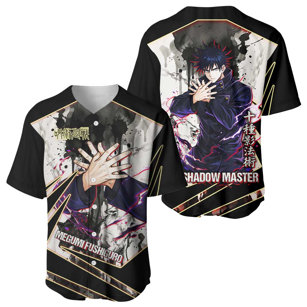 Megumi Fushiguro Shadow Master Baseball Jersey Ink-Stained Cursed Technique Style