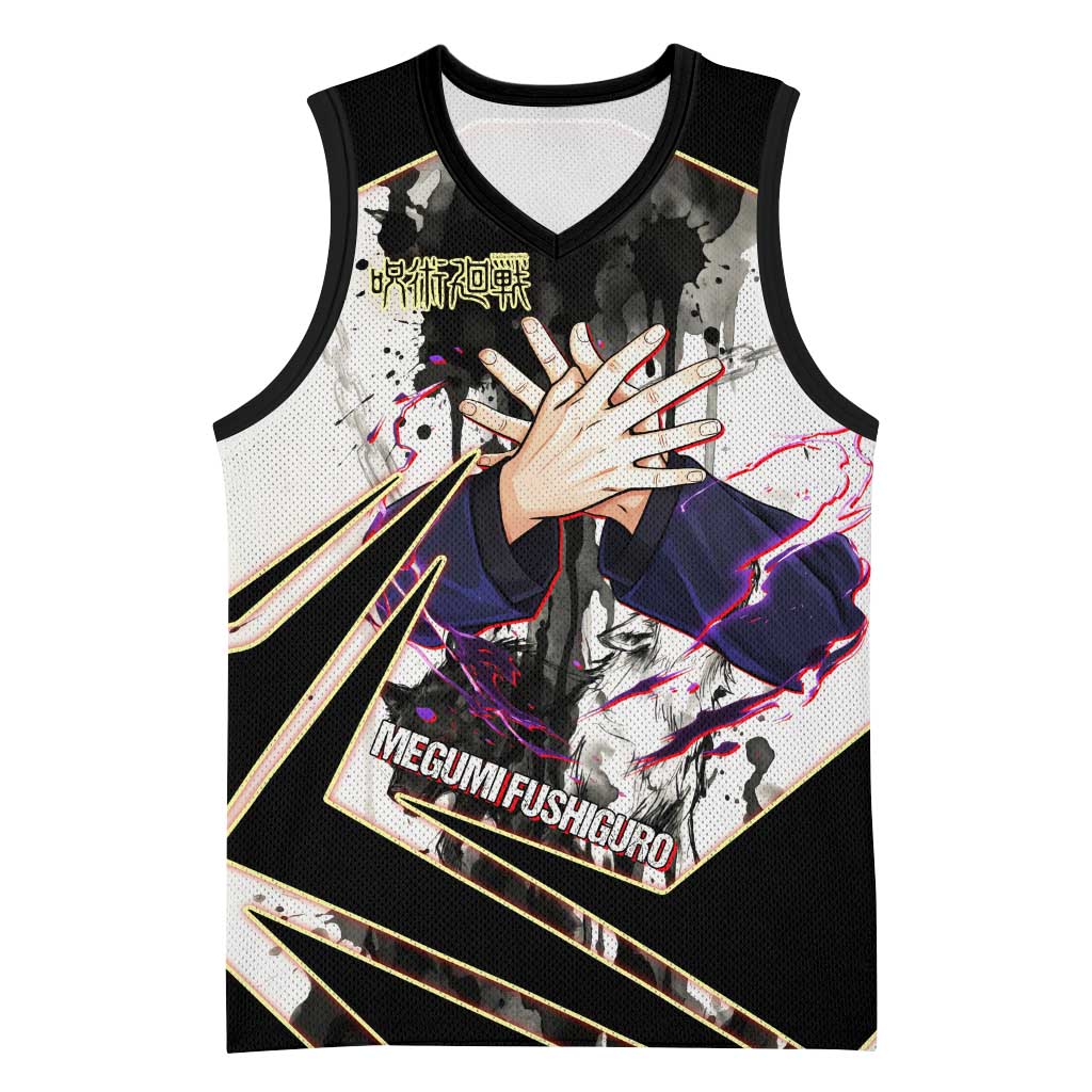 Megumi Fushiguro Shadow Master Basketball Jersey Ink-Stained Cursed Technique Style