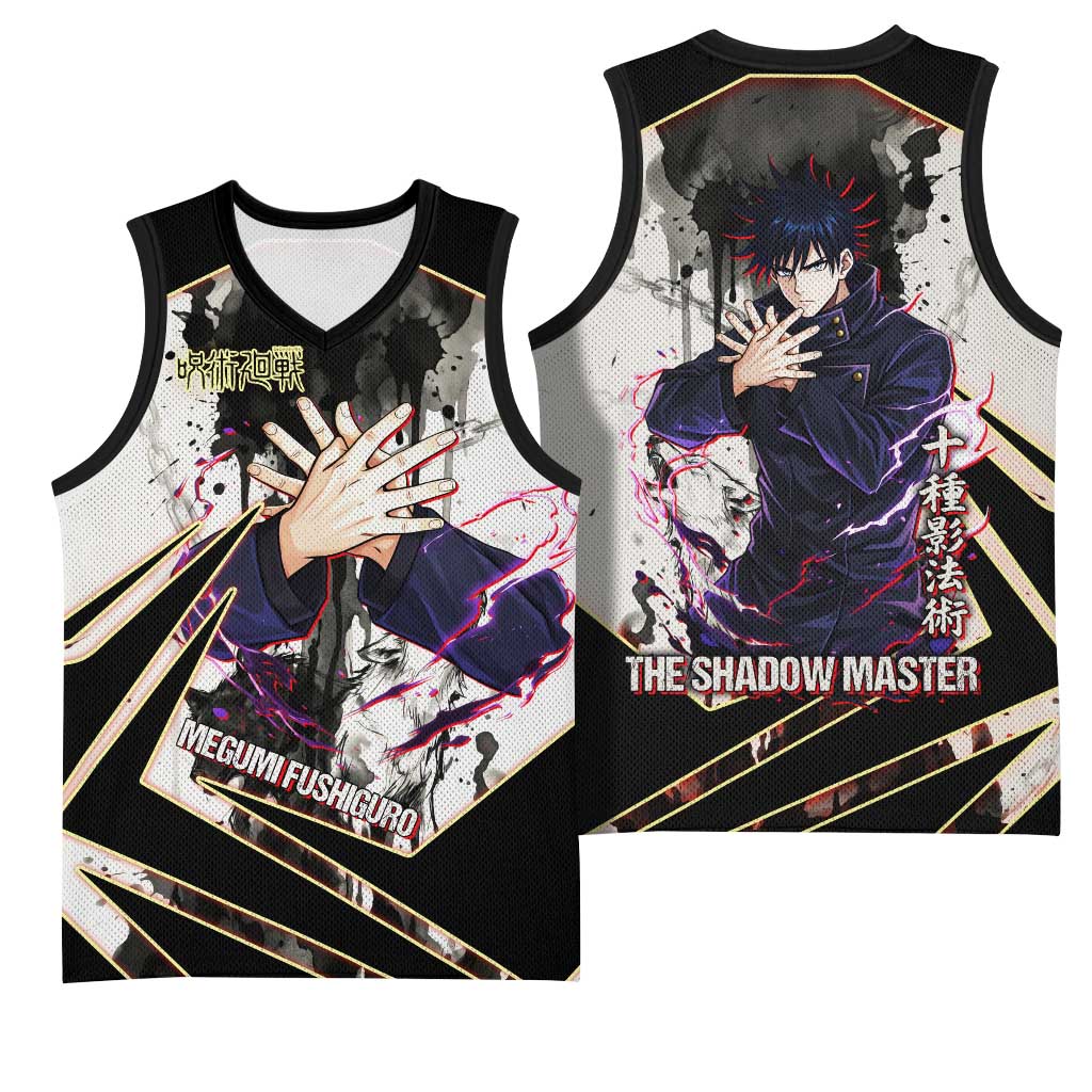 Megumi Fushiguro Shadow Master Basketball Jersey Ink-Stained Cursed Technique Style