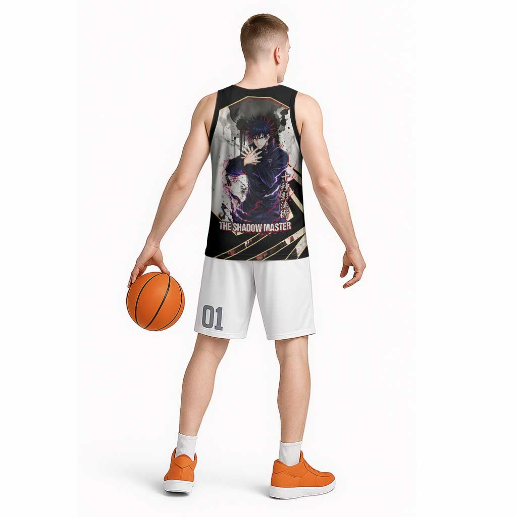Megumi Fushiguro Shadow Master Basketball Jersey Ink-Stained Cursed Technique Style