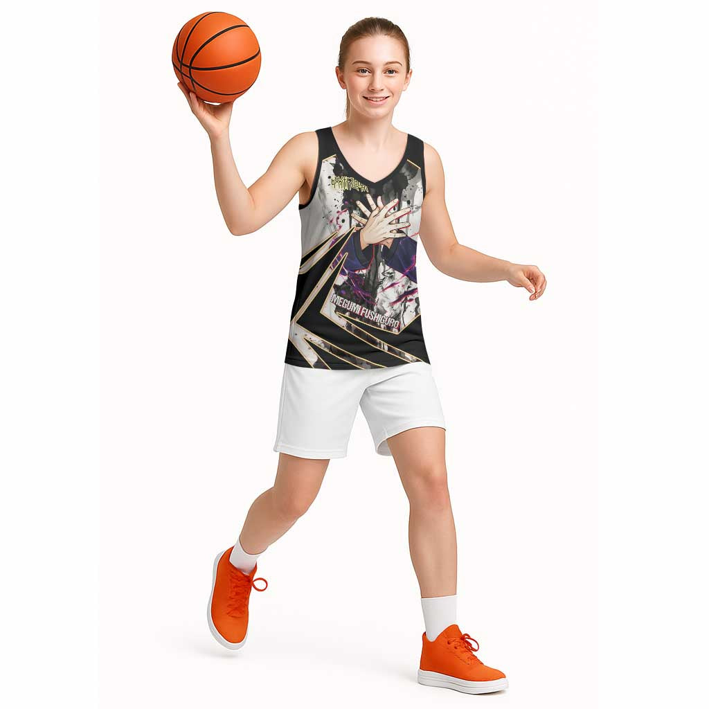 Megumi Fushiguro Shadow Master Basketball Jersey Ink-Stained Cursed Technique Style