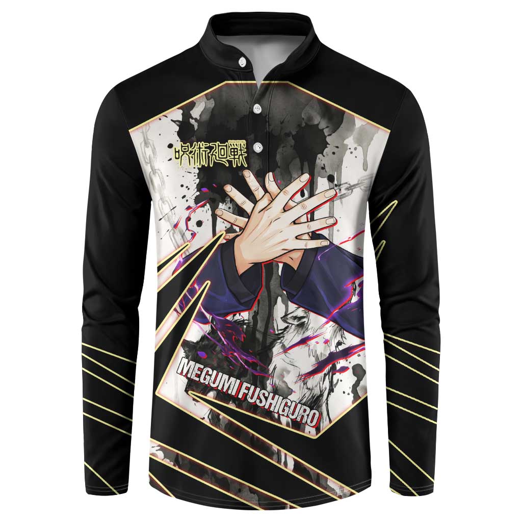 Megumi Fushiguro Shadow Master Button Sweatshirt Ink-Stained Cursed Technique Style