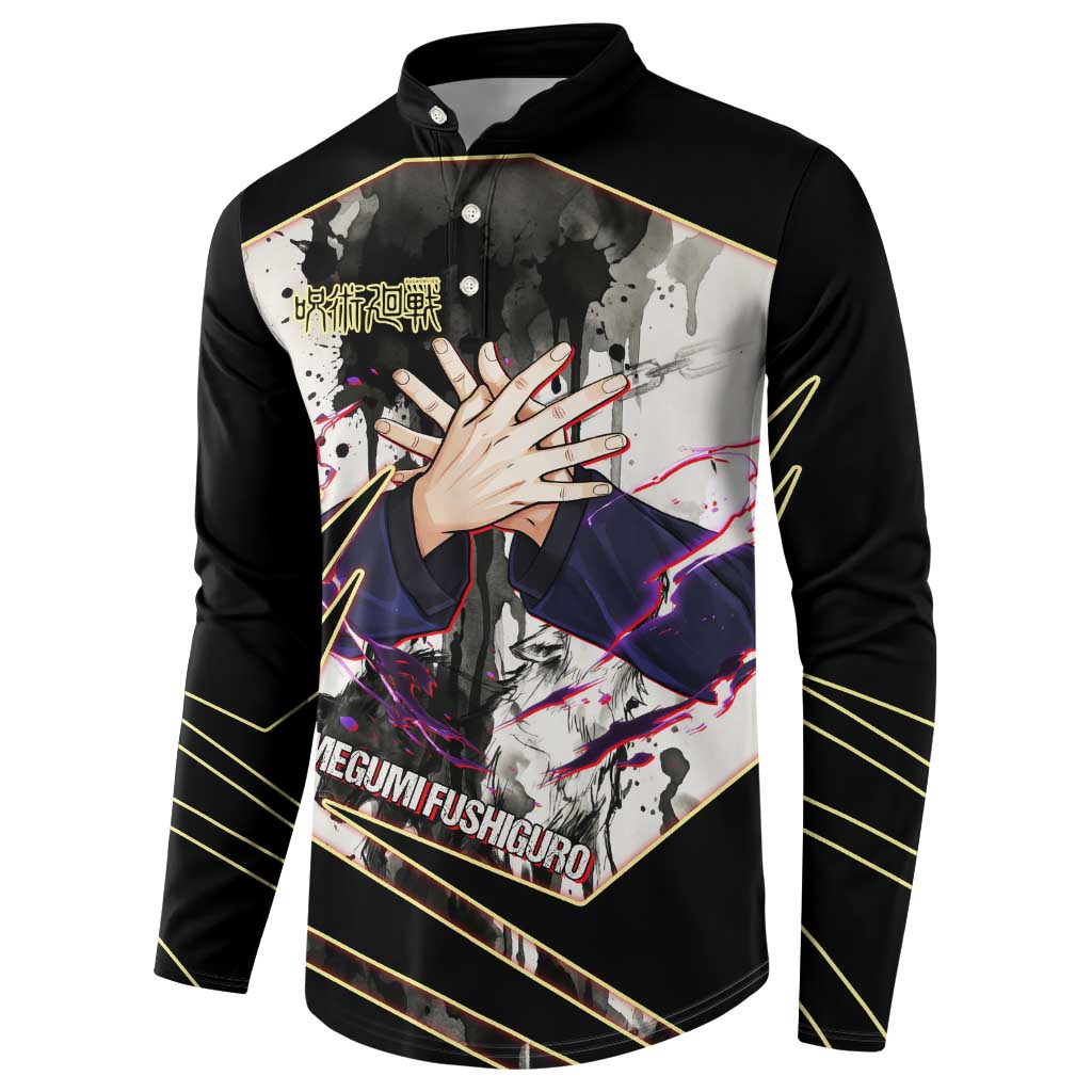 Megumi Fushiguro Shadow Master Button Sweatshirt Ink-Stained Cursed Technique Style