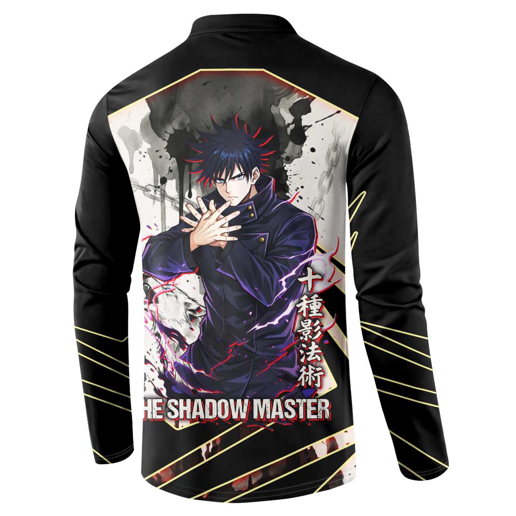 Megumi Fushiguro Shadow Master Button Sweatshirt Ink-Stained Cursed Technique Style