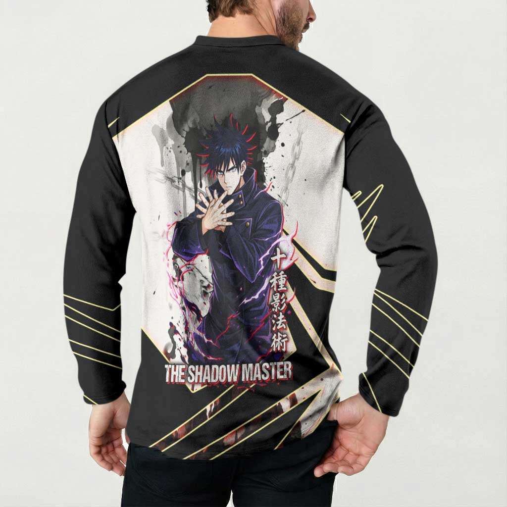 Megumi Fushiguro Shadow Master Button Sweatshirt Ink-Stained Cursed Technique Style