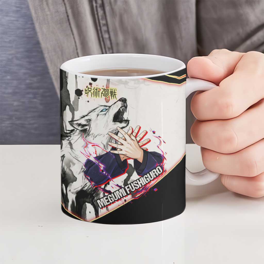 Megumi Fushiguro Shadow Master Ceramic Mug Ink-Stained Cursed Technique Style