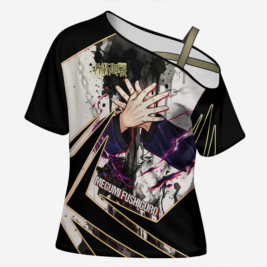 Megumi Fushiguro Shadow Master Cross Shoulder Shirt Ink-Stained Cursed Technique Style