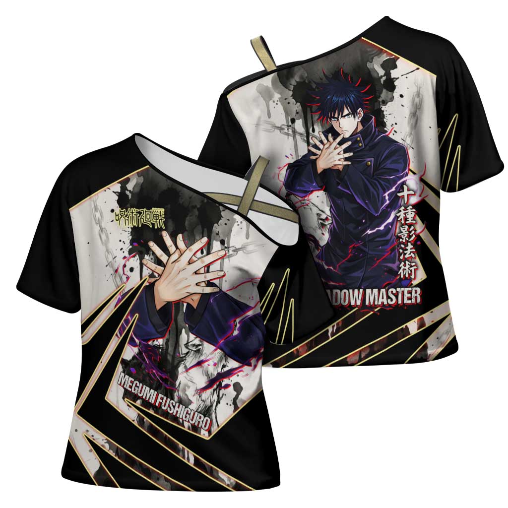 Megumi Fushiguro Shadow Master Cross Shoulder Shirt Ink-Stained Cursed Technique Style