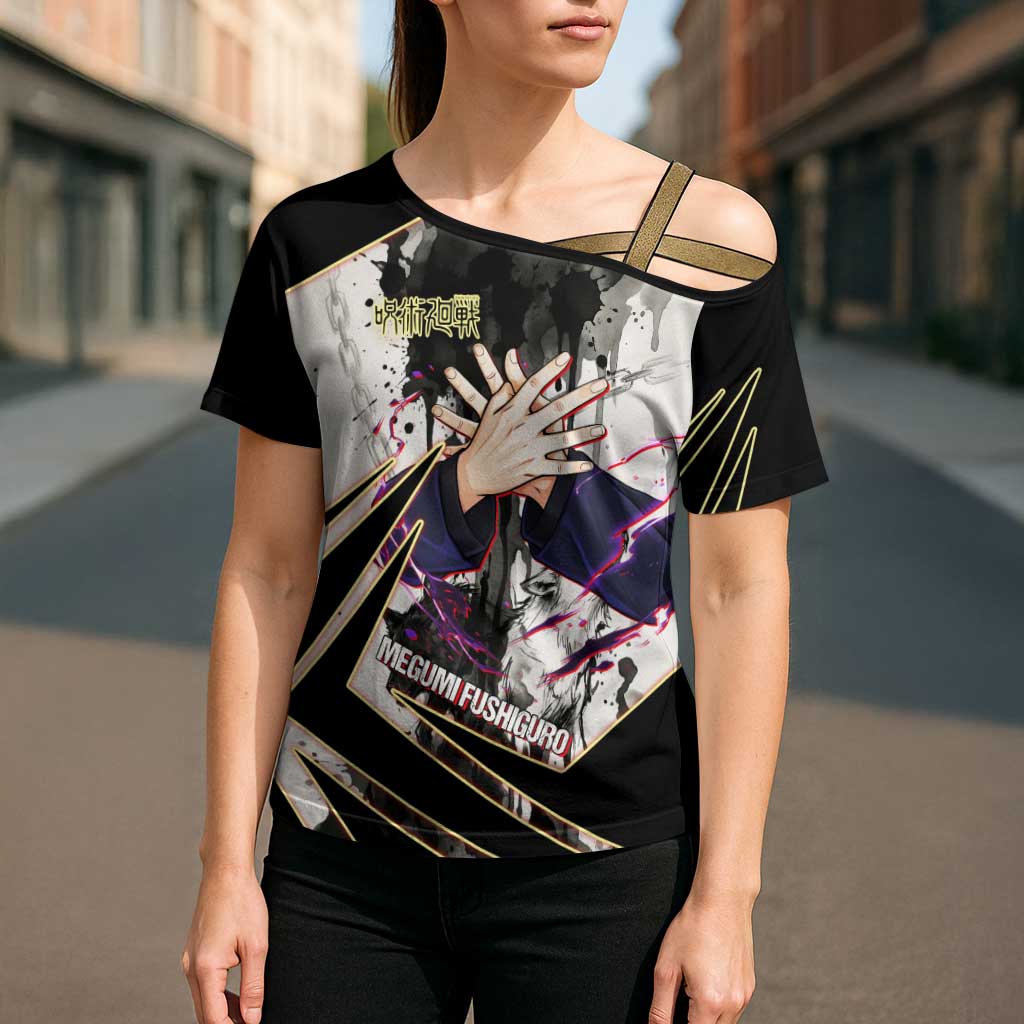 Megumi Fushiguro Shadow Master Cross Shoulder Shirt Ink-Stained Cursed Technique Style