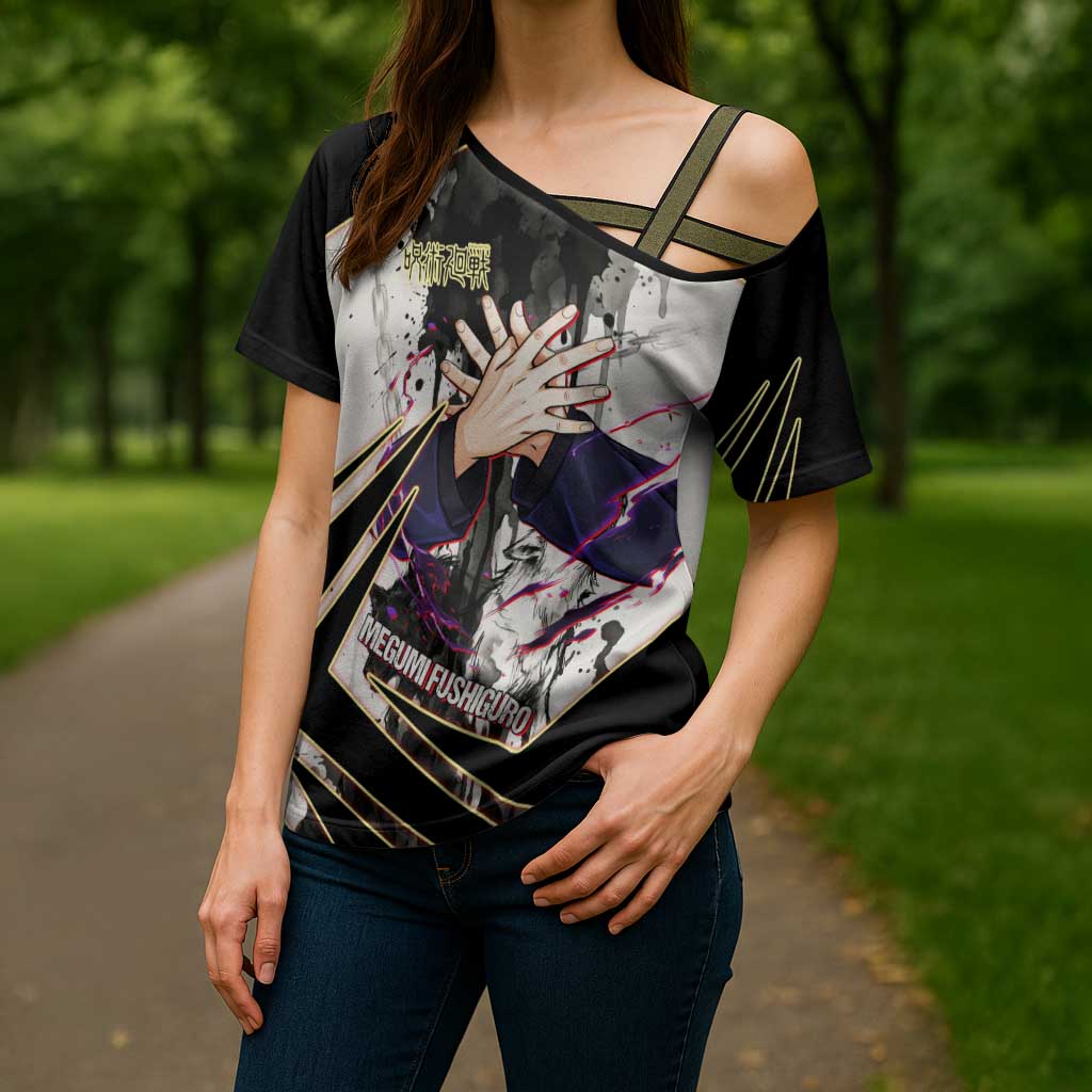Megumi Fushiguro Shadow Master Cross Shoulder Shirt Ink-Stained Cursed Technique Style