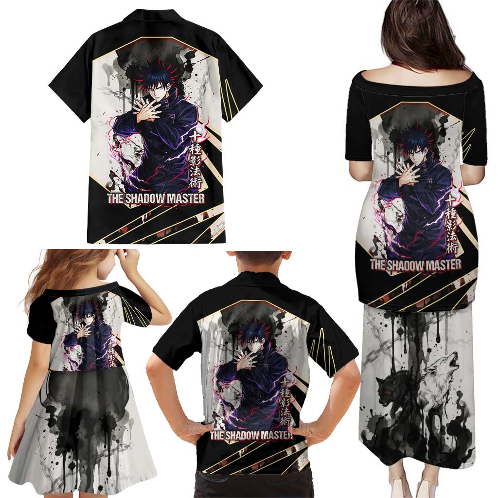 Megumi Fushiguro Shadow Master Family Matching Puletasi and Hawaiian Shirt Ink-Stained Cursed Technique Style
