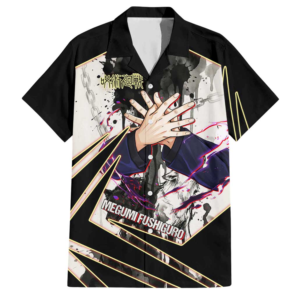 Megumi Fushiguro Shadow Master Hawaiian Shirt Ink-Stained Cursed Technique Style