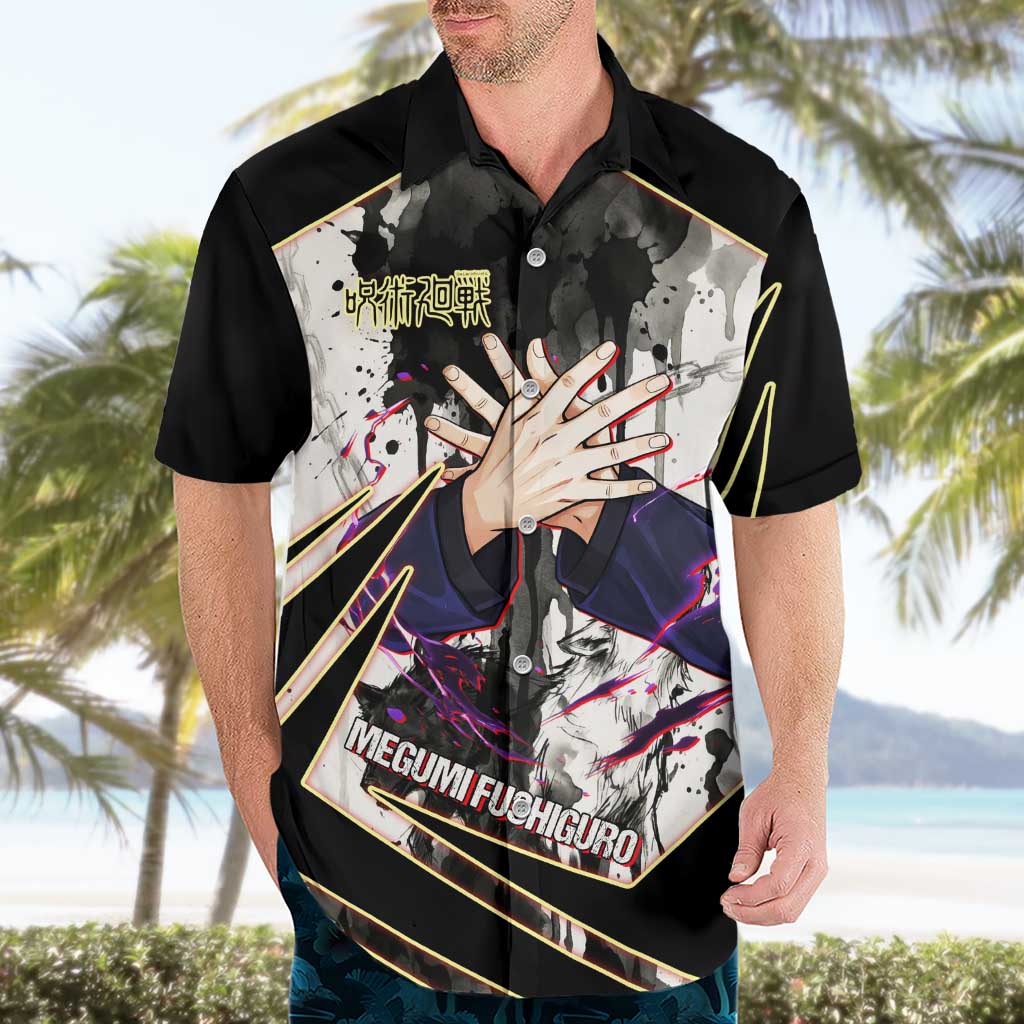 Megumi Fushiguro Shadow Master Hawaiian Shirt Ink-Stained Cursed Technique Style