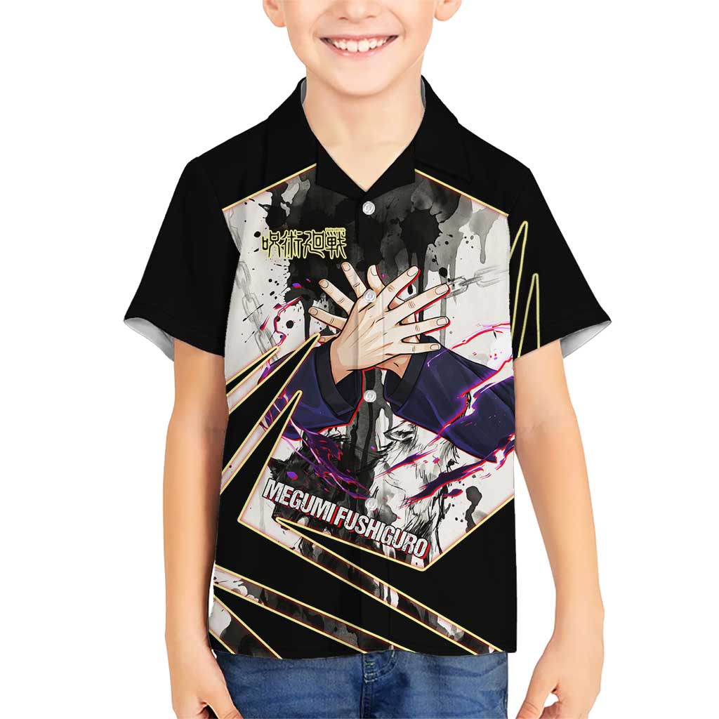 Megumi Fushiguro Shadow Master Hawaiian Shirt Ink-Stained Cursed Technique Style
