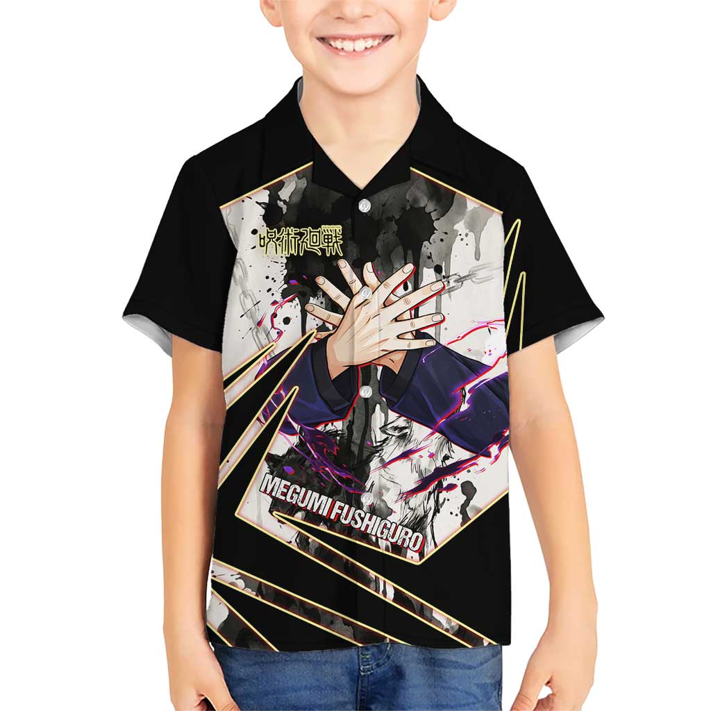 Megumi Fushiguro Shadow Master Kid Hawaiian Shirt Ink-Stained Cursed Technique Style