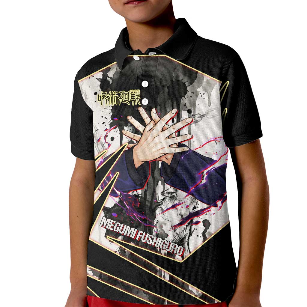 Megumi Fushiguro Shadow Master Kid Polo Shirt Ink-Stained Cursed Technique Style