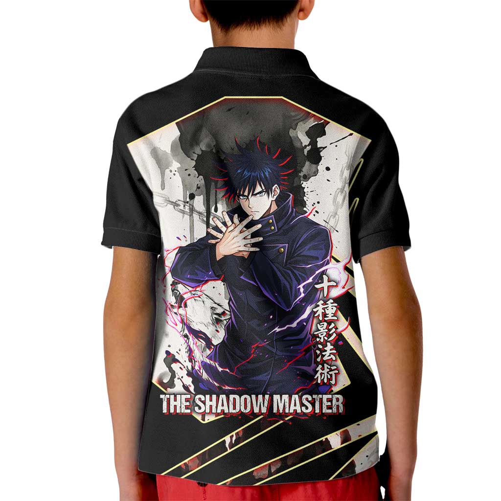 Megumi Fushiguro Shadow Master Kid Polo Shirt Ink-Stained Cursed Technique Style
