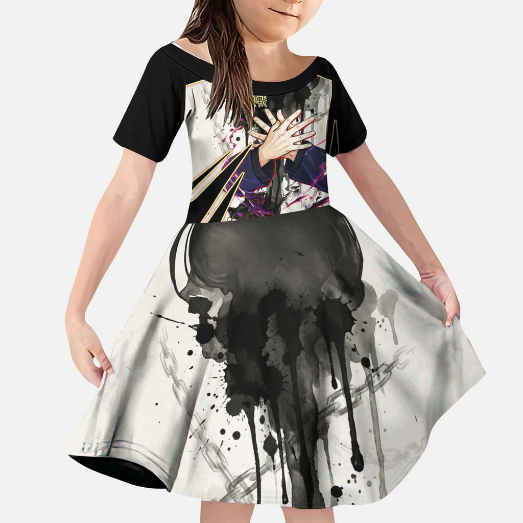 Megumi Fushiguro Shadow Master Kid Short Sleeve Dress Ink-Stained Cursed Technique Style