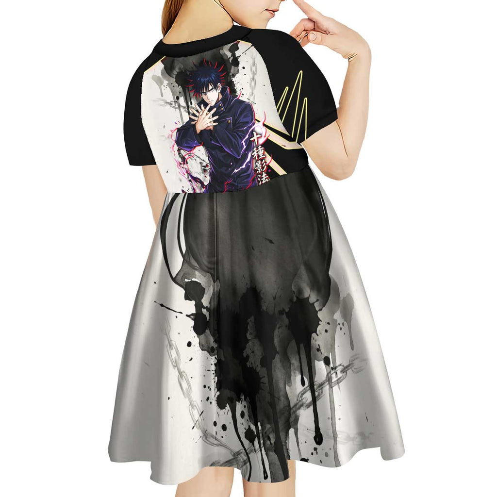 Megumi Fushiguro Shadow Master Kid Short Sleeve Dress Ink-Stained Cursed Technique Style