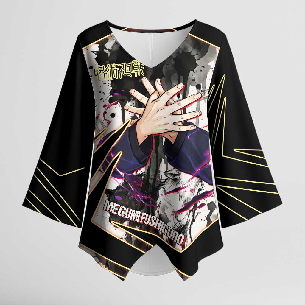 Megumi Fushiguro Shadow Master Kimono Sleeve Blouse Ink-Stained Cursed Technique Style