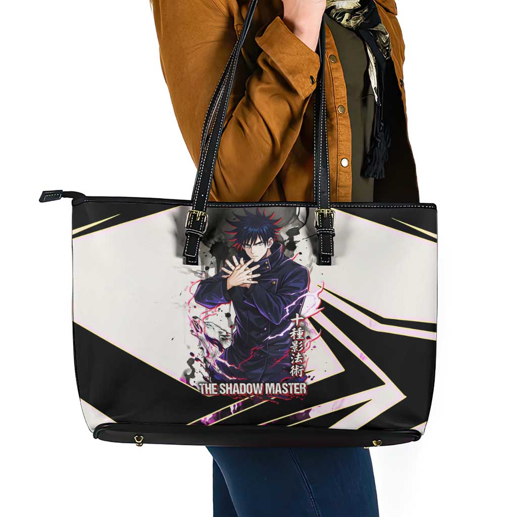 Megumi Fushiguro Shadow Master Leather Tote Bag Ink-Stained Cursed Technique Style