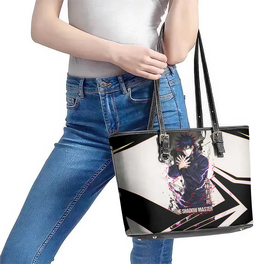 Megumi Fushiguro Shadow Master Leather Tote Bag Ink-Stained Cursed Technique Style