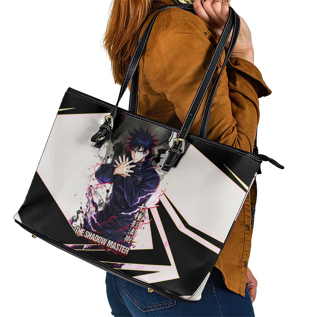 Megumi Fushiguro Shadow Master Leather Tote Bag Ink-Stained Cursed Technique Style