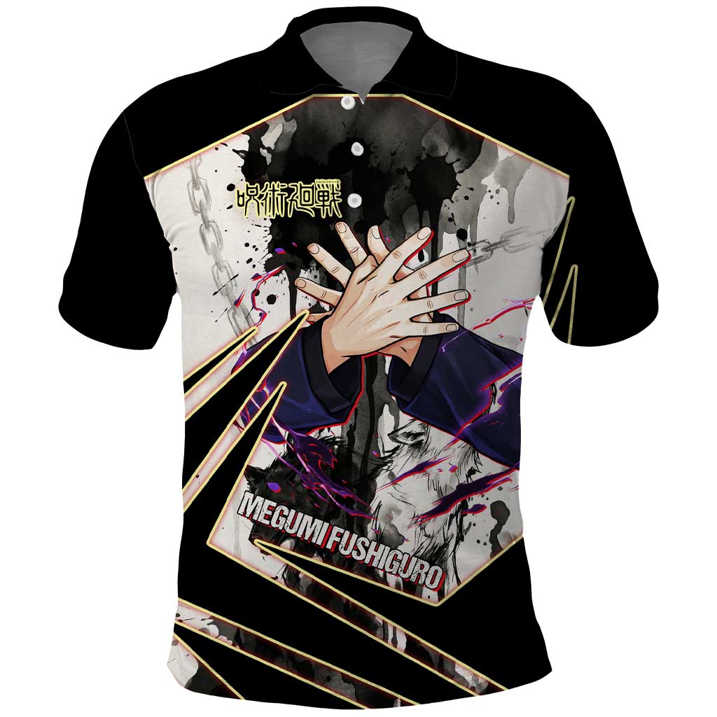 Megumi Fushiguro Shadow Master Polo Shirt Ink-Stained Cursed Technique Style