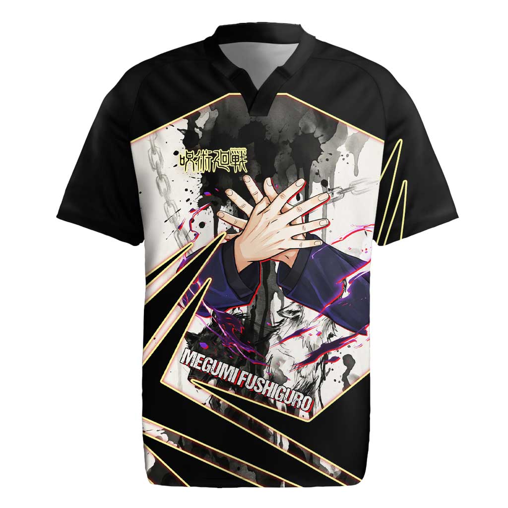 Megumi Fushiguro Shadow Master Rugby Jersey Ink-Stained Cursed Technique Style