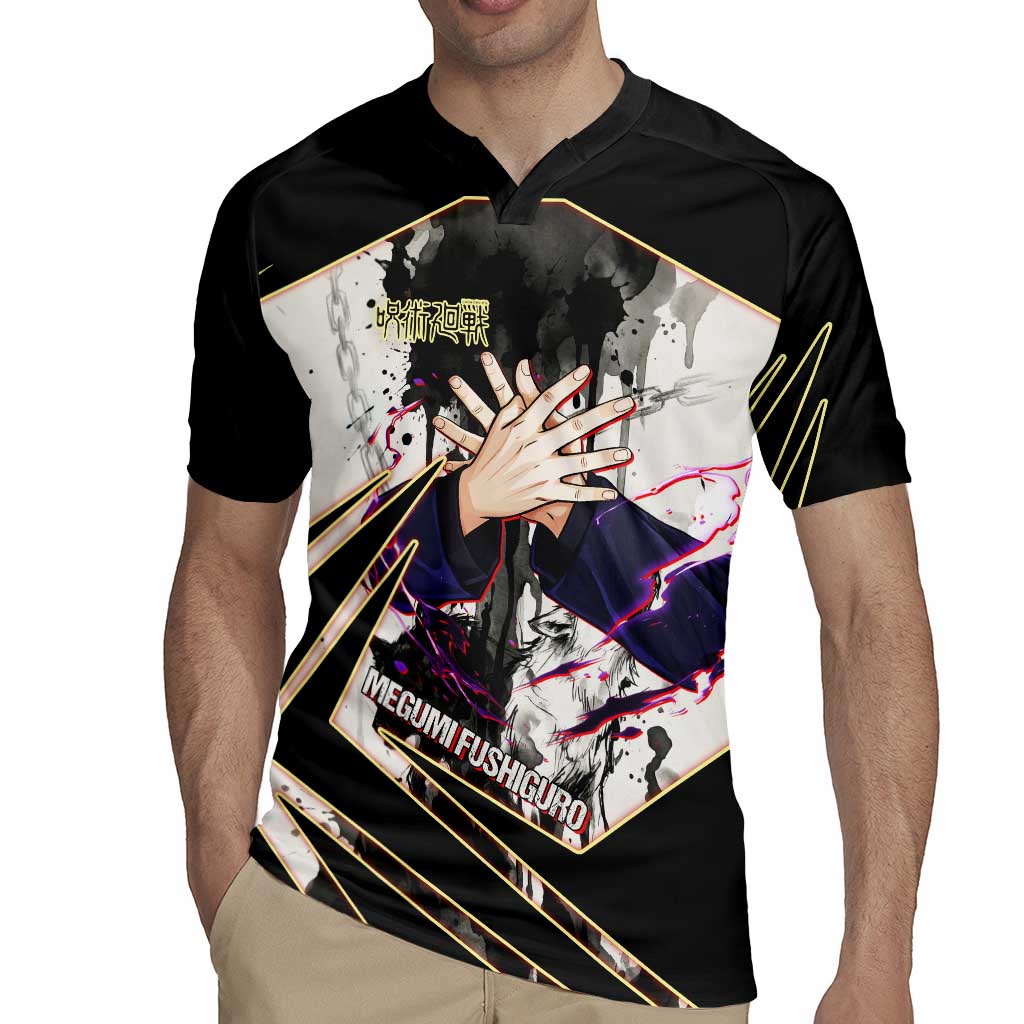 Megumi Fushiguro Shadow Master Rugby Jersey Ink-Stained Cursed Technique Style