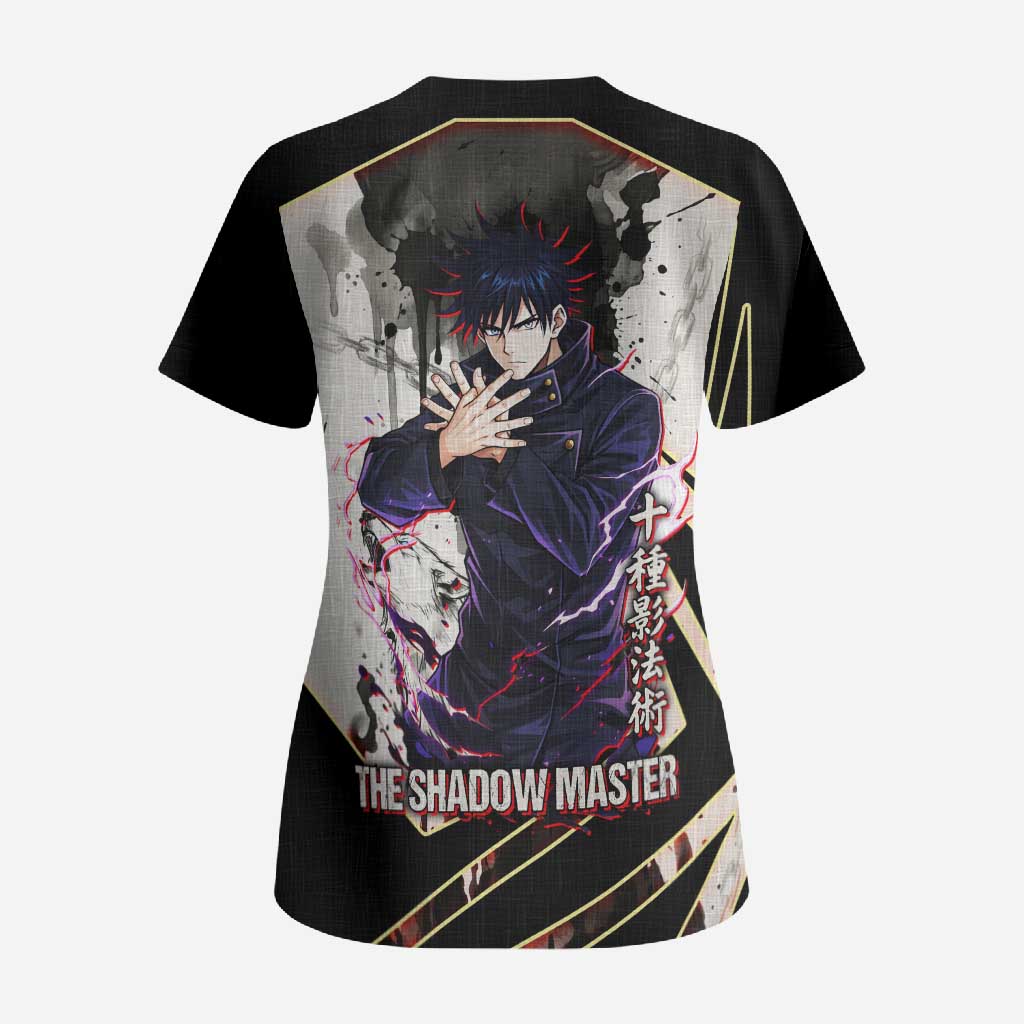 Megumi Fushiguro Shadow Master Scrub Top Ink-Stained Cursed Technique Style