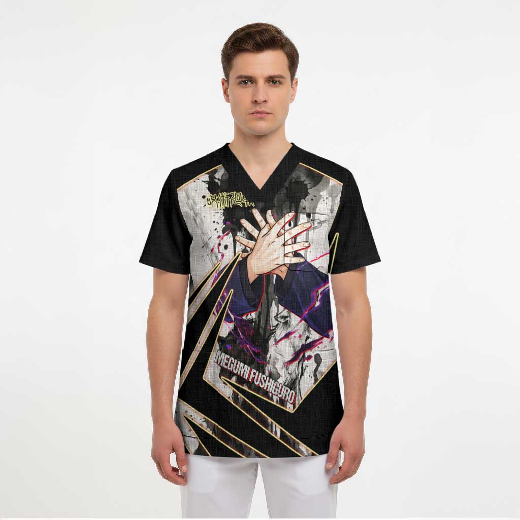 Megumi Fushiguro Shadow Master Scrub Top Ink-Stained Cursed Technique Style