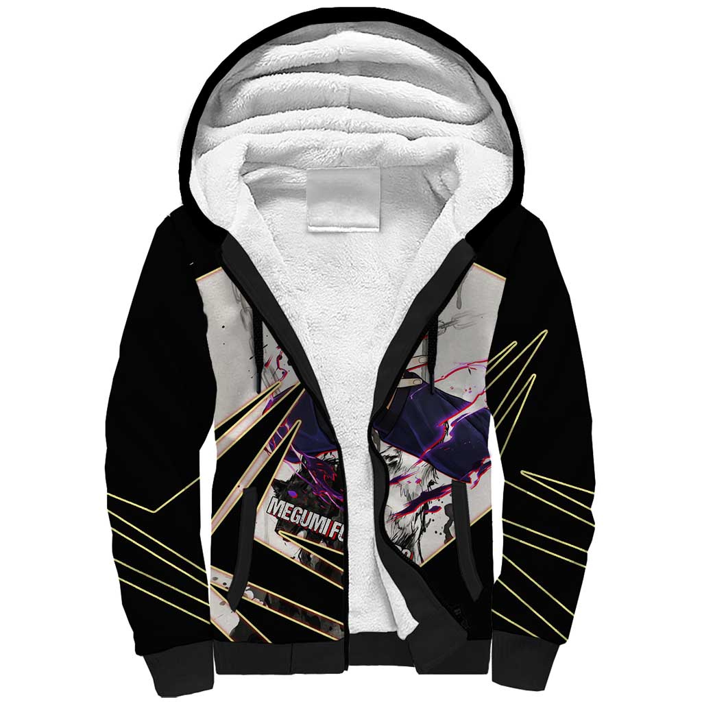 Megumi Fushiguro Shadow Master Sherpa Hoodie Ink-Stained Cursed Technique Style