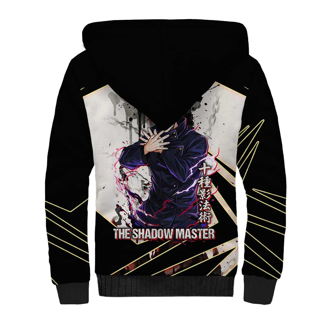 Megumi Fushiguro Shadow Master Sherpa Hoodie Ink-Stained Cursed Technique Style