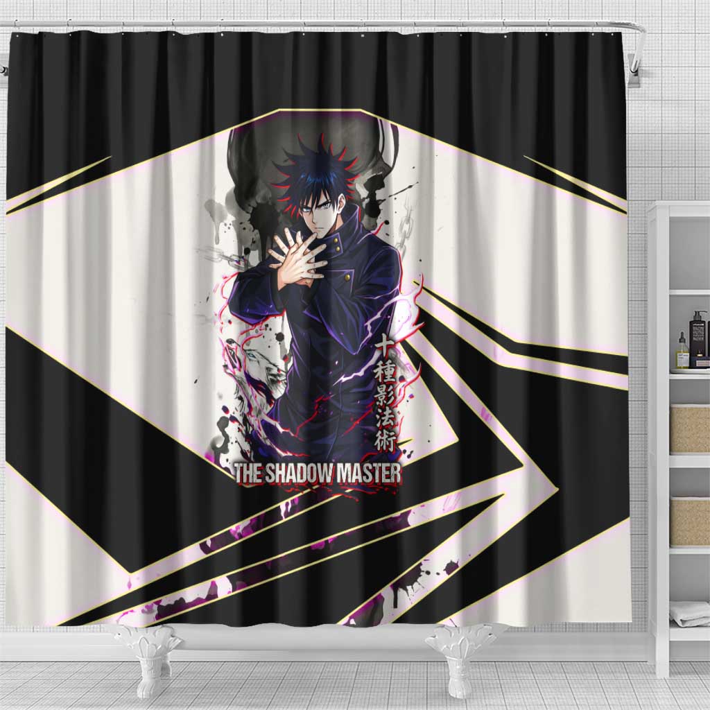 Megumi Fushiguro Shadow Master Shower Curtain Ink-Stained Cursed Technique Style