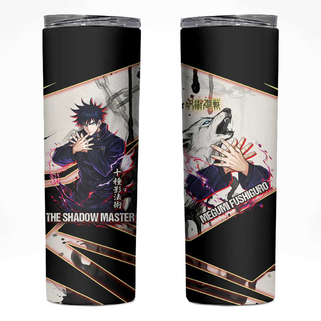 Megumi Fushiguro Shadow Master Skinny Tumbler Ink-Stained Cursed Technique Style