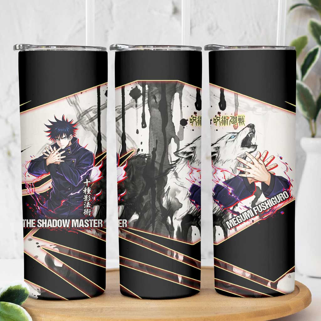Megumi Fushiguro Shadow Master Skinny Tumbler Ink-Stained Cursed Technique Style