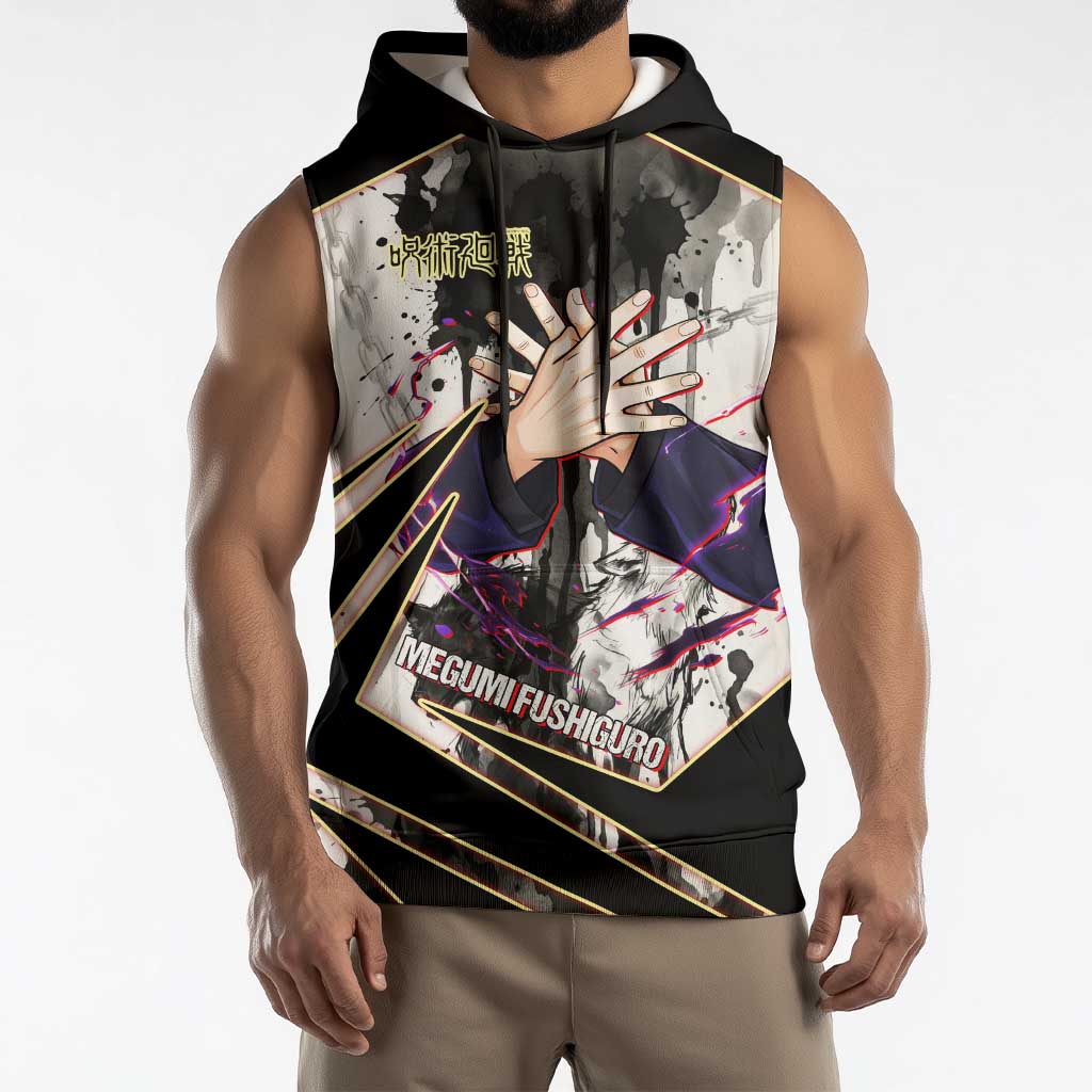 Megumi Fushiguro Shadow Master Sleeveless Hoodie Ink-Stained Cursed Technique Style