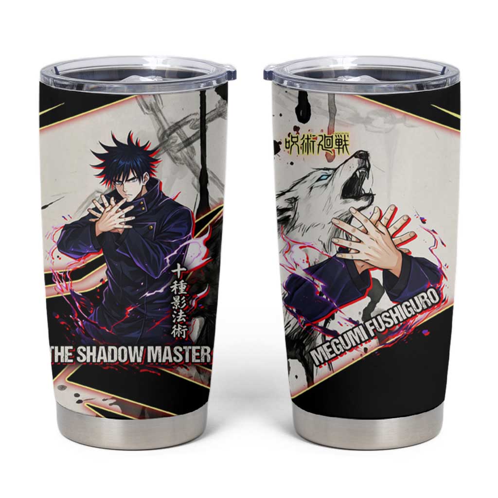 Megumi Fushiguro Shadow Master Tumbler Cup Ink-Stained Cursed Technique Style