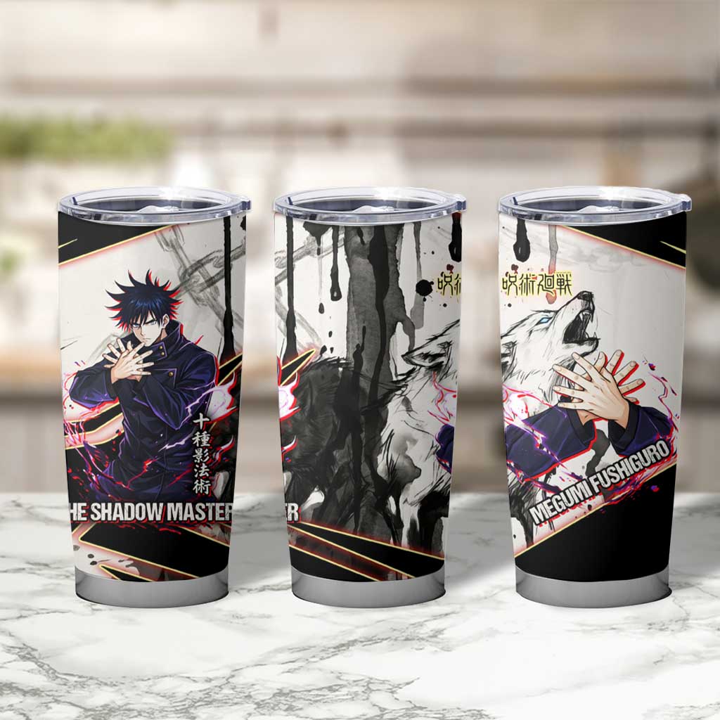 Megumi Fushiguro Shadow Master Tumbler Cup Ink-Stained Cursed Technique Style
