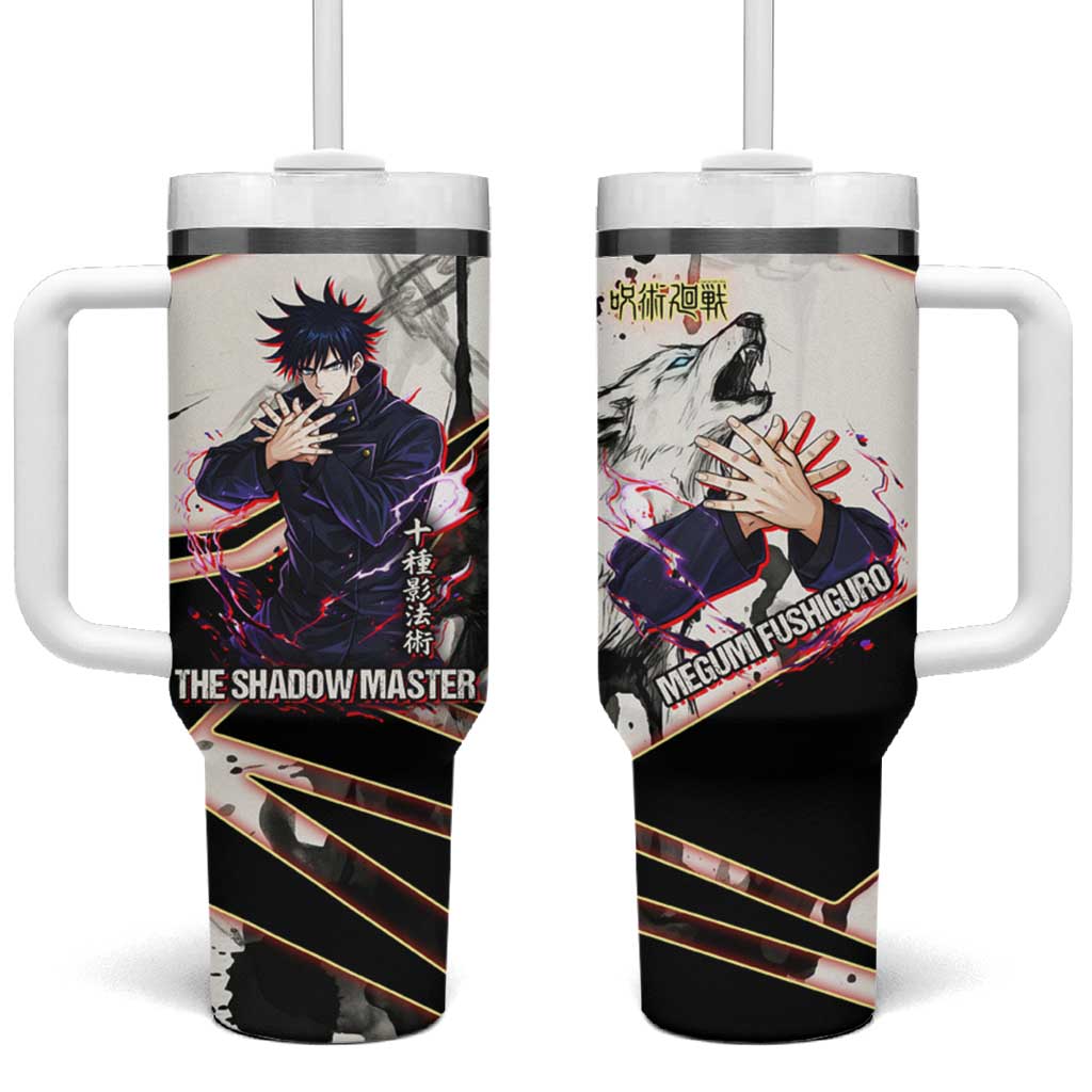 Megumi Fushiguro Shadow Master Tumbler With Handle Ink-Stained Cursed Technique Style
