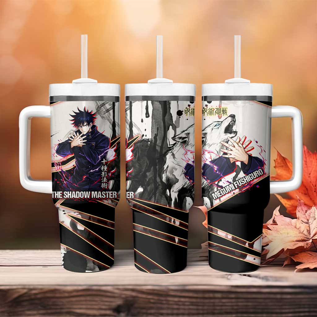 Megumi Fushiguro Shadow Master Tumbler With Handle Ink-Stained Cursed Technique Style